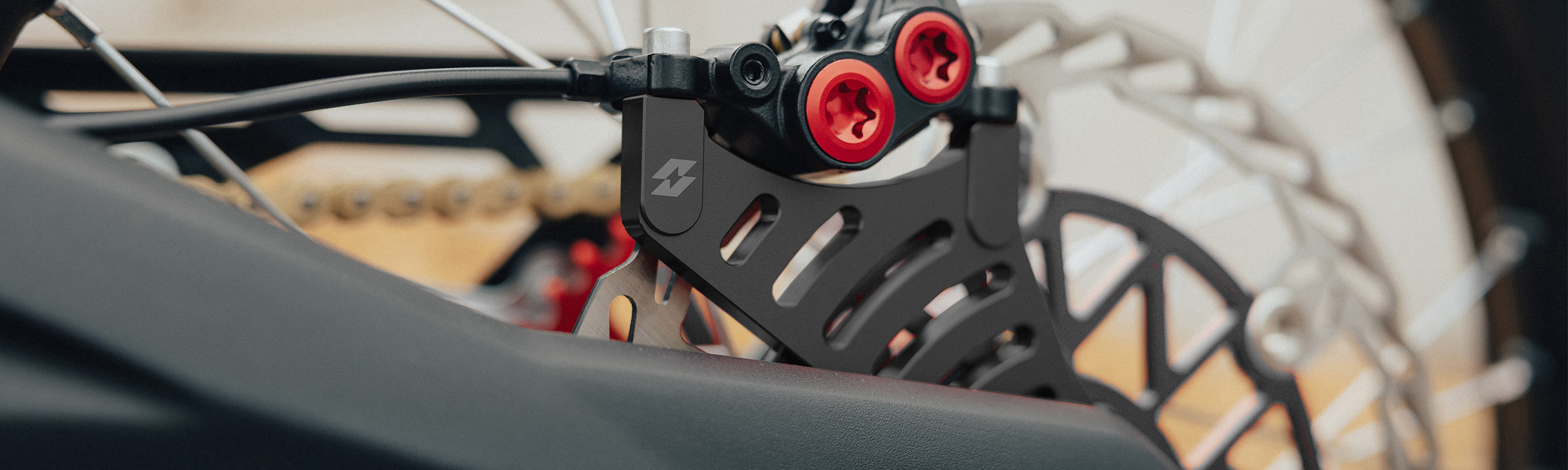 Full-E Charged Rear Brake Caliper Bracket for Talaria / Light Bee 250mm Oversize Brake Disc Black