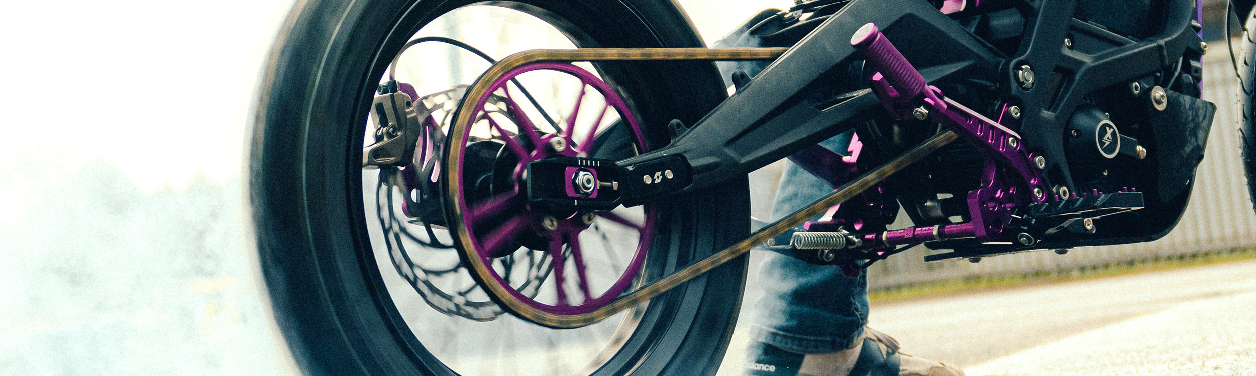 Full-E Charged Rear Swing Arm Extension And Brake Hose Purple